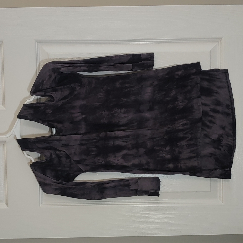 Black Tie Dye Cold Shoulder Long Sleeve Sz S
